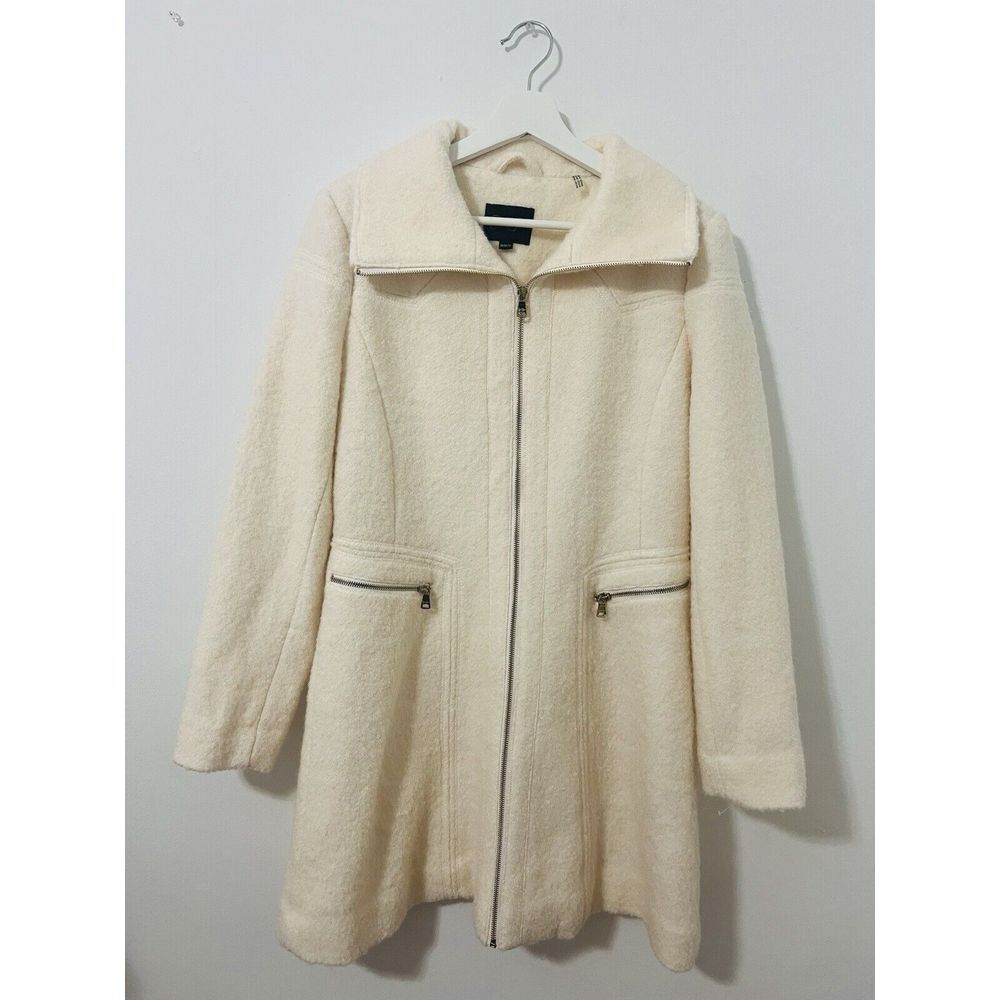 NWOT Jessica Simpson Mid Length Cream Color‎ Wool Coat Size M